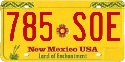NM license plate 785SOE
