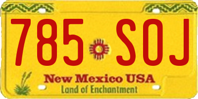NM license plate 785SOJ