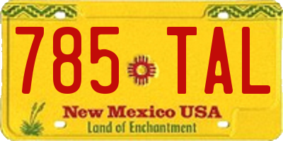 NM license plate 785TAL