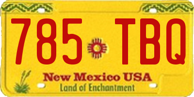 NM license plate 785TBQ