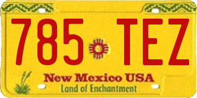 NM license plate 785TEZ