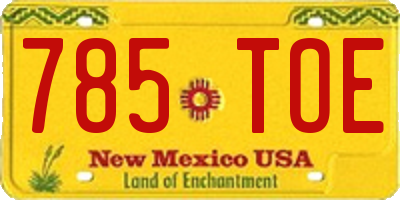 NM license plate 785TOE