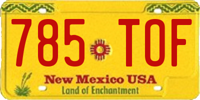 NM license plate 785TOF
