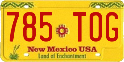 NM license plate 785TOG