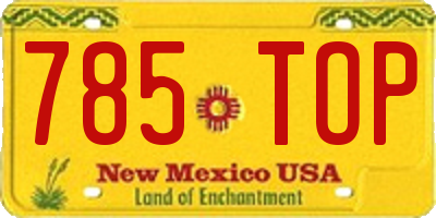 NM license plate 785TOP