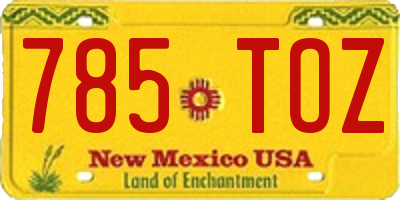 NM license plate 785TOZ