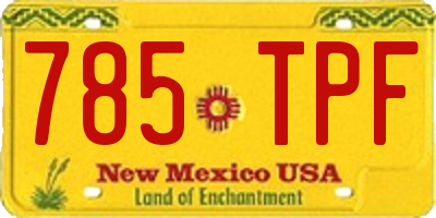 NM license plate 785TPF