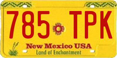NM license plate 785TPK