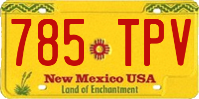 NM license plate 785TPV