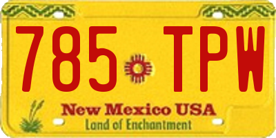NM license plate 785TPW