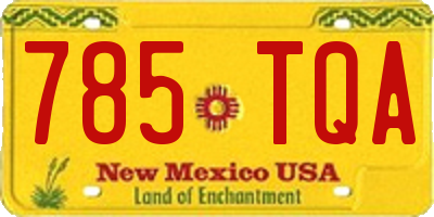 NM license plate 785TQA