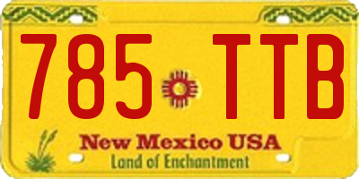 NM license plate 785TTB
