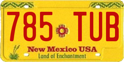 NM license plate 785TUB