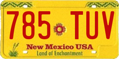 NM license plate 785TUV