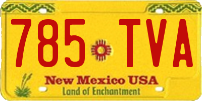 NM license plate 785TVA