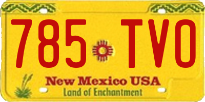 NM license plate 785TVO