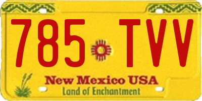 NM license plate 785TVV