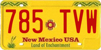 NM license plate 785TVW