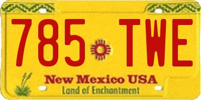 NM license plate 785TWE