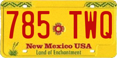 NM license plate 785TWQ