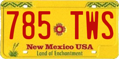 NM license plate 785TWS
