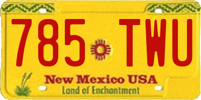 NM license plate 785TWU