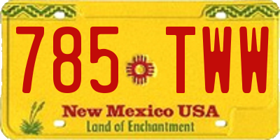 NM license plate 785TWW