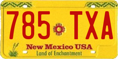 NM license plate 785TXA