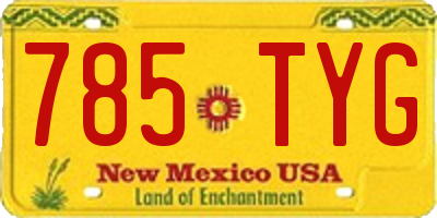 NM license plate 785TYG