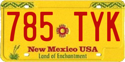 NM license plate 785TYK