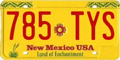 NM license plate 785TYS