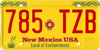NM license plate 785TZB