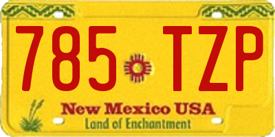 NM license plate 785TZP