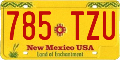 NM license plate 785TZU