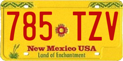 NM license plate 785TZV