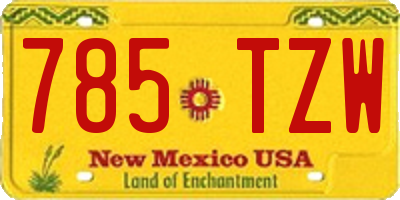 NM license plate 785TZW