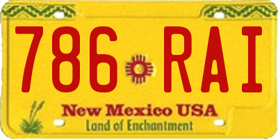 NM license plate 786RAI