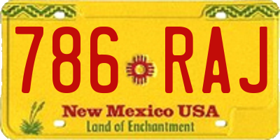 NM license plate 786RAJ