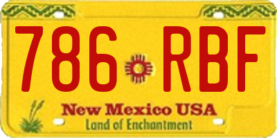 NM license plate 786RBF