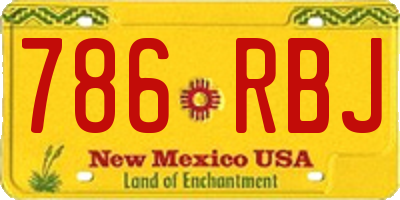 NM license plate 786RBJ