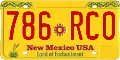 NM license plate 786RCO