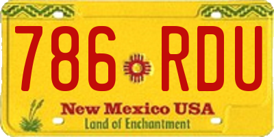 NM license plate 786RDU