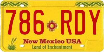 NM license plate 786RDY