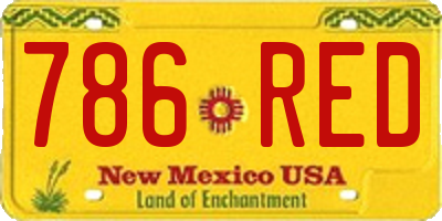 NM license plate 786RED