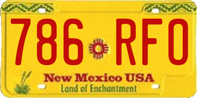 NM license plate 786RFO
