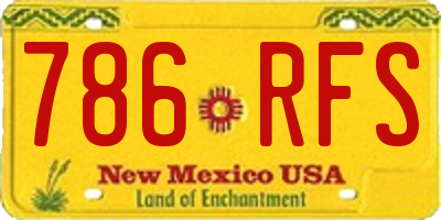 NM license plate 786RFS