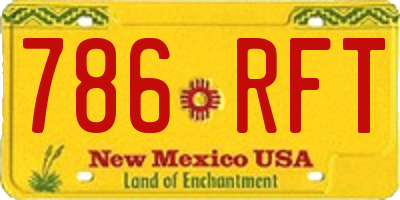 NM license plate 786RFT
