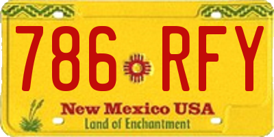 NM license plate 786RFY