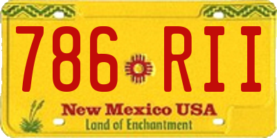 NM license plate 786RII