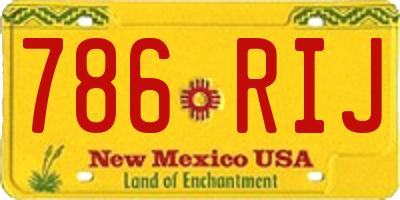 NM license plate 786RIJ